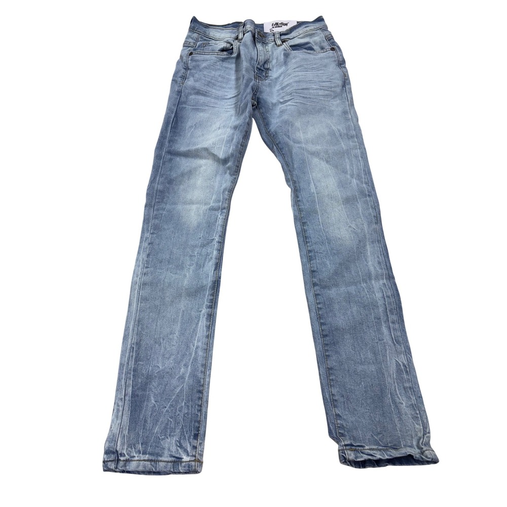 Evolution In Design Mens Slim Fit Light Wash Blue Denim Jeans C-33300K Size 16